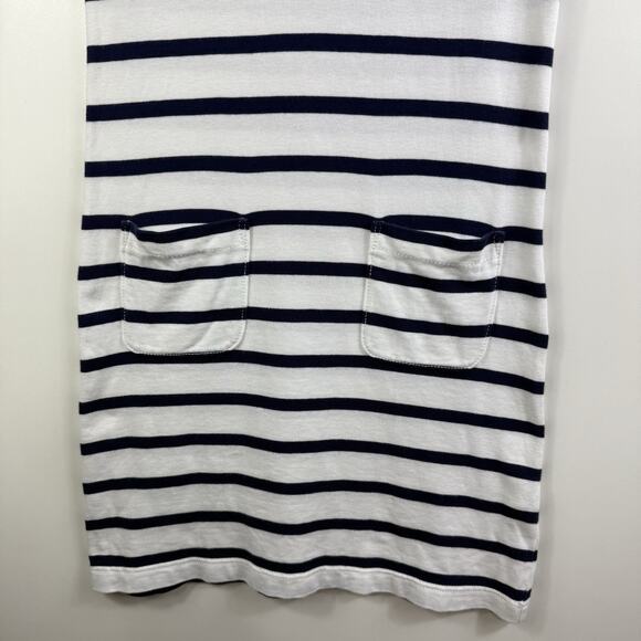 Kate Spade Coastal Beach Tropez White Navy Striped Shift Dress Small Bow Pockets - Picture 3 of 11